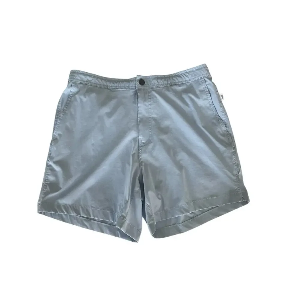 Onia Calder 6E‎ Mens Swimsuit Blue Nylon L Large Swim Trunks Shorts Flat Front